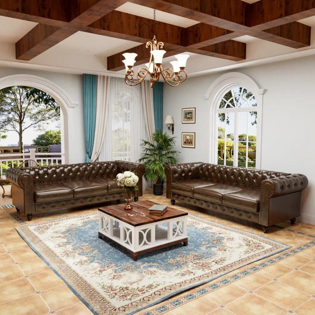 2 Piece Upholstered Sofa Set 3 Seat Modern Living Room Couches Comfortable Seating factoryx