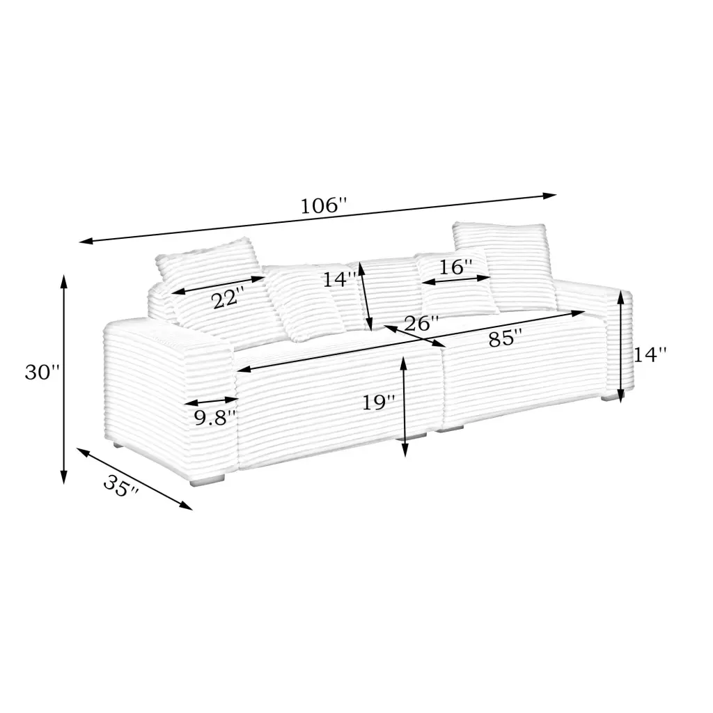 104.72 Inch 4 Seat Large Sofa 4 Throw Pillows Living Room Sofa Modern Home fan chen furniture