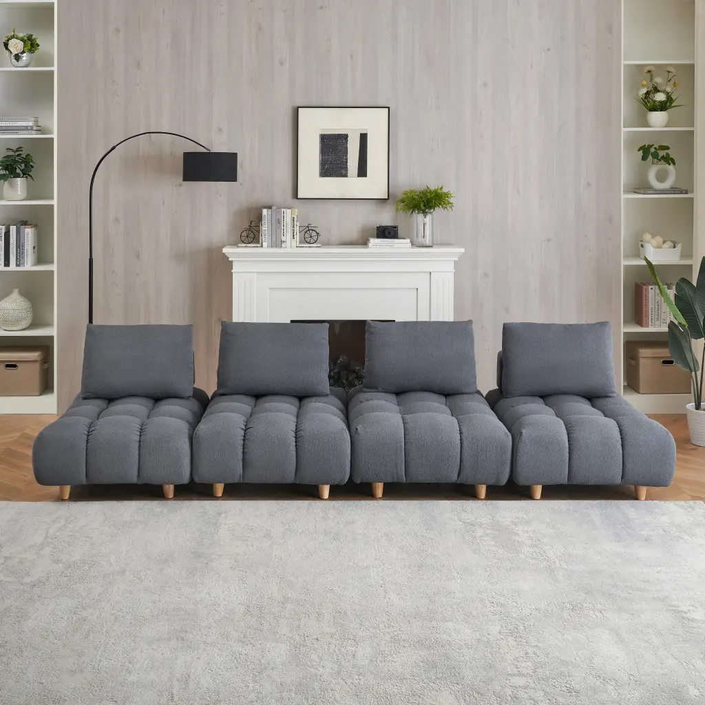 120 Inches Long Teddy Sofa Material Spacious And Cozy Seat fan chen furniture