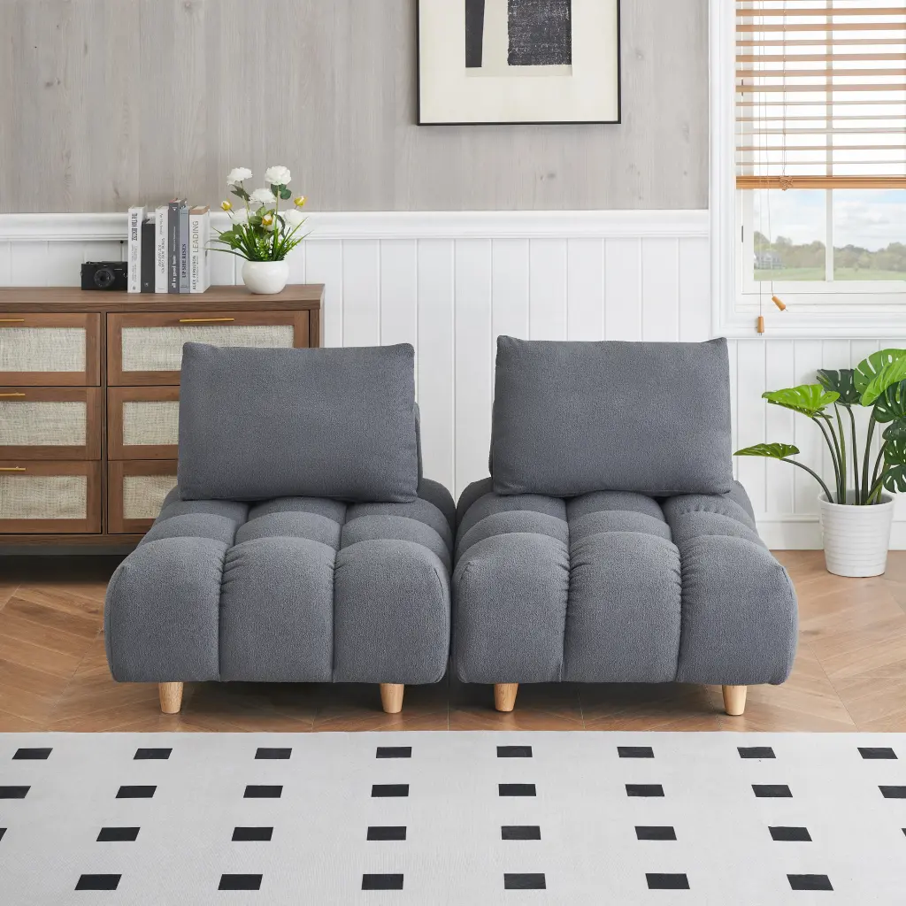 60 Inches Long Teddy Sofa Material Spacious Cozy Seats Living Room Couch fan chen furniture