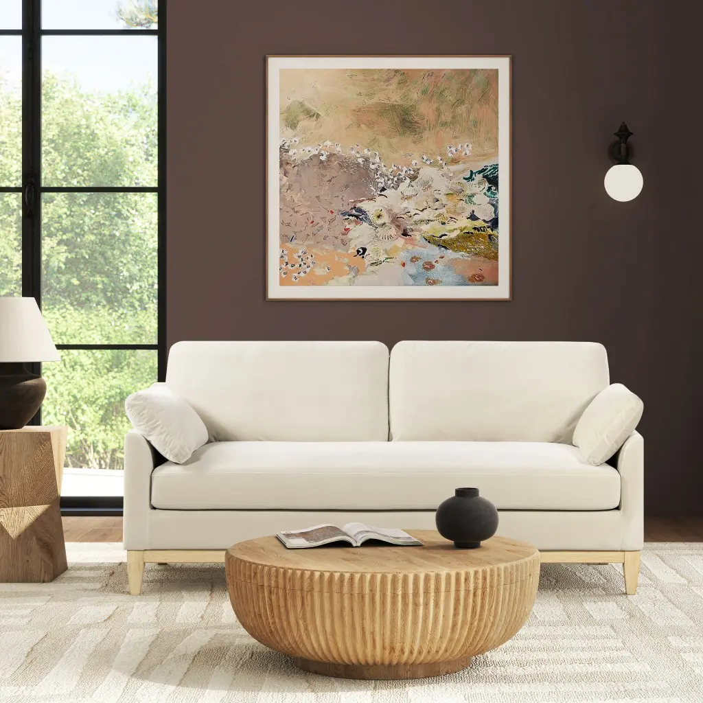 Pasadena 75.5 Inch Modern Farmhouse Sofa French Beige Performance Velvet jennifer taylor home