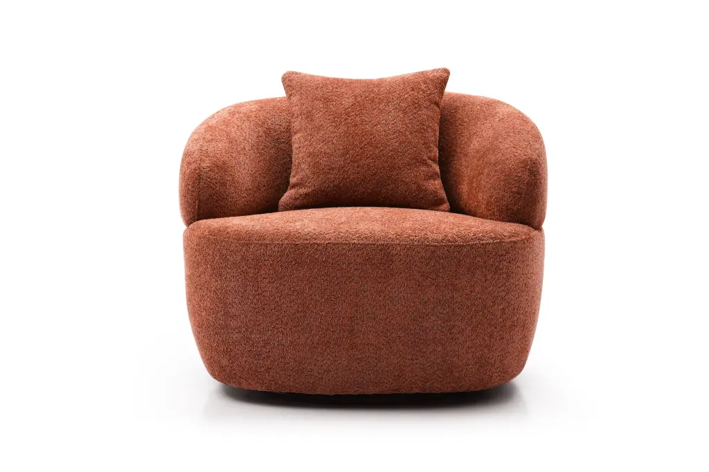 360 Swivel Mid Century Modern Curved Sofa - 1 Seat Cloud Couch Boucle justone interior