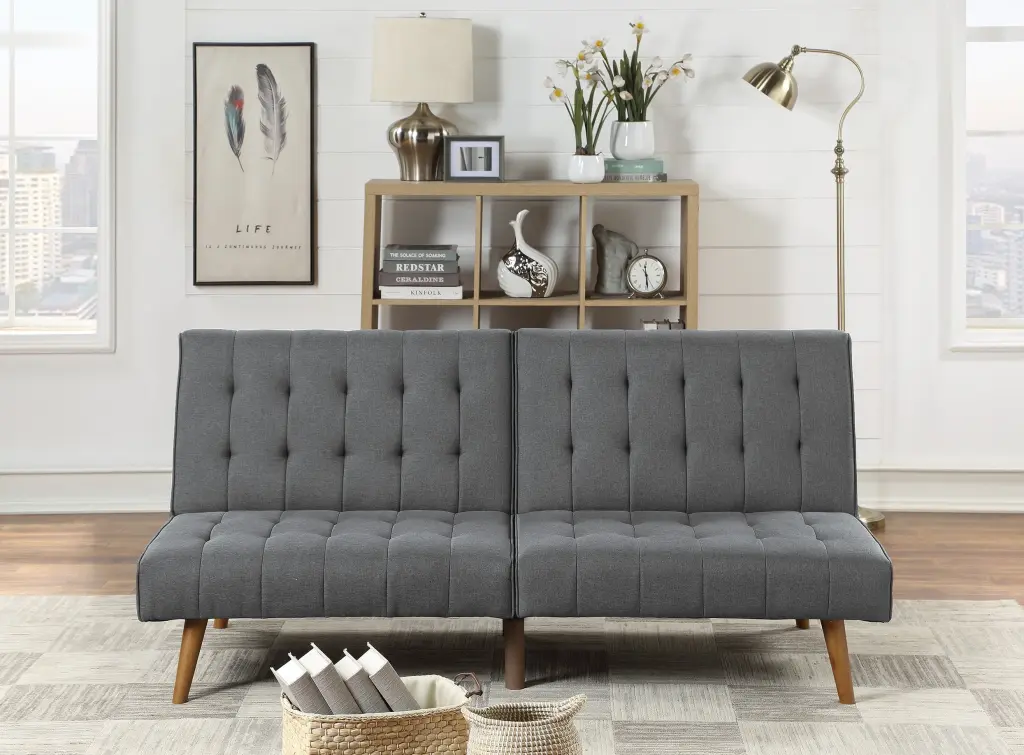 Blue Grey Modern Convertible Sofa 1Pc Set Polyfiber Plush Tufted Living Room Furniture kanepe