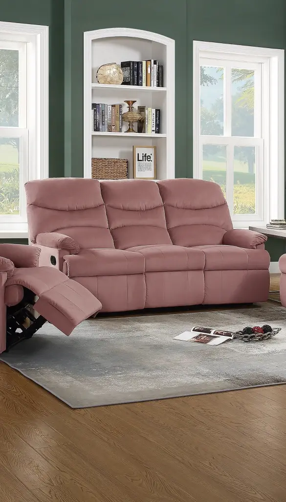 Opulent Velvet Blush Pink 3 Seater Manual Recliner Sofa Couch kanepe