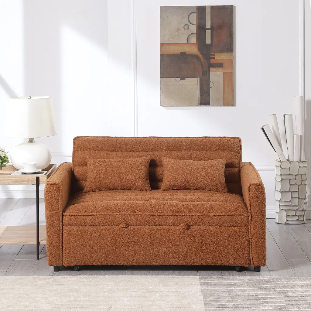 Soft Boucle Convertible Two Seater Sofa Customizable Back Bedroom meiting furniture