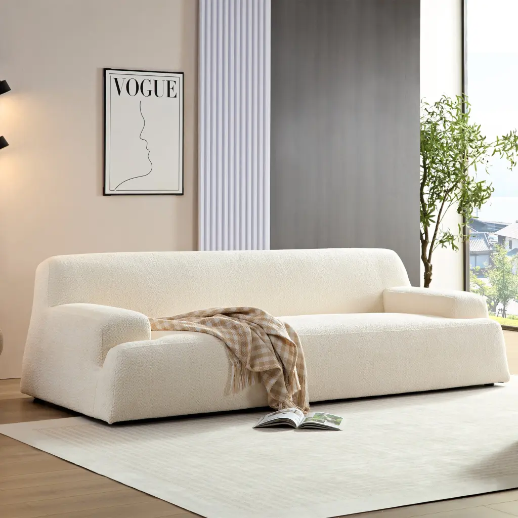 Wks9 White Sofa Durable Material Solid Timber Frame High Density Sponge momore home