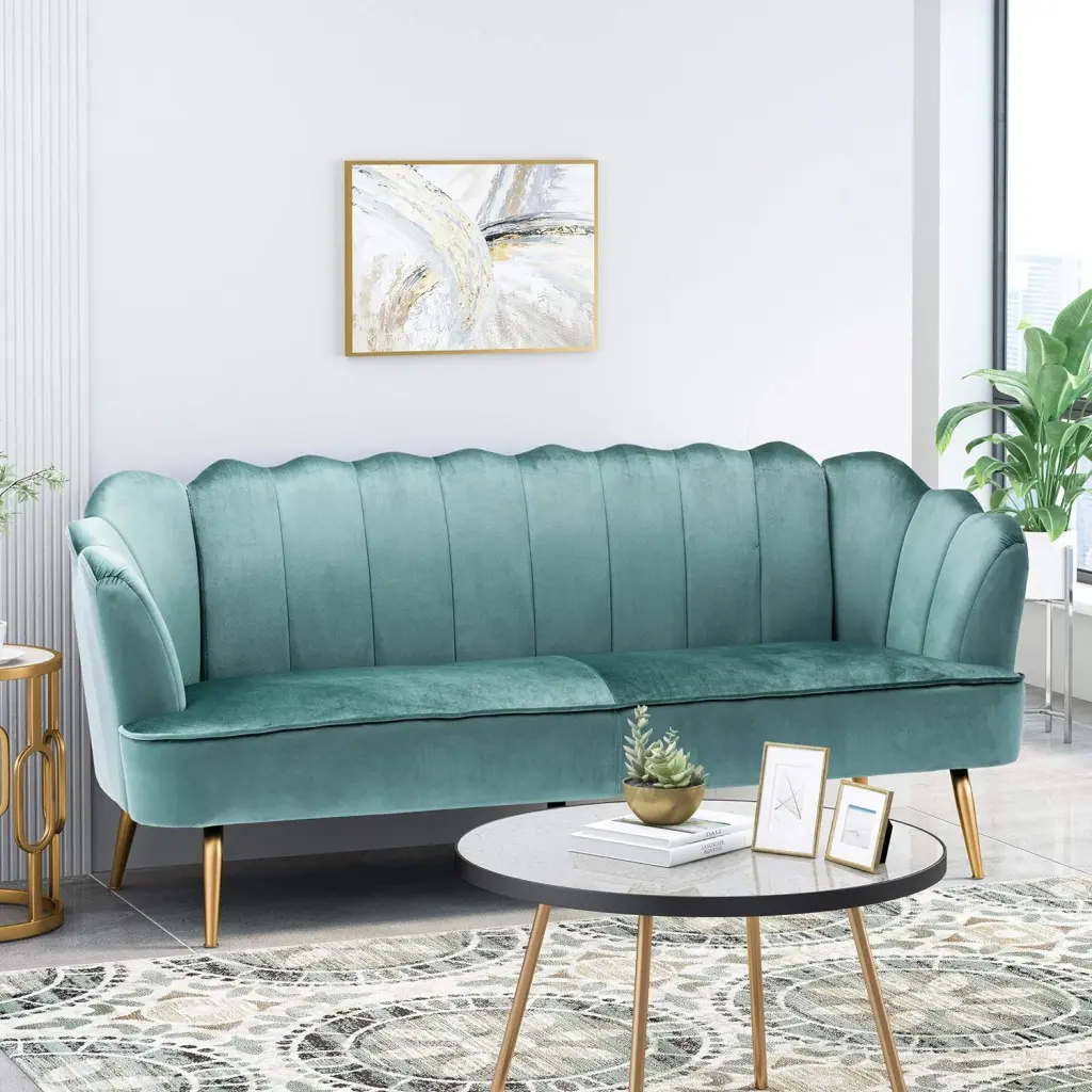 3 Seater Sofa Turquoise Velvet Living Room Couch Modern Furniture nh-inmax