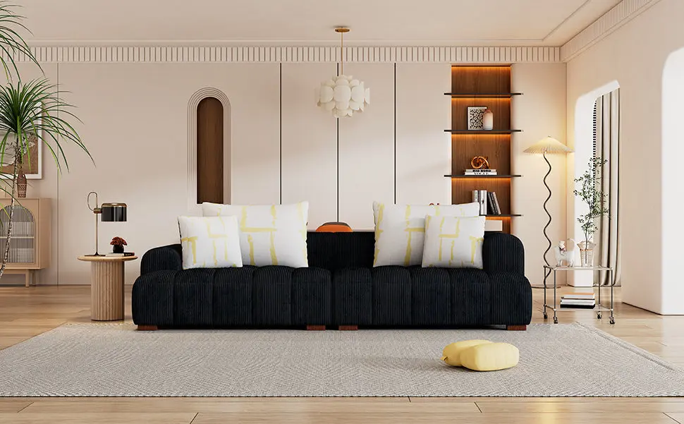 103.9 Modern Couch Corduroy Fabric Comfy Sofa Rubber Wood Legs rnb