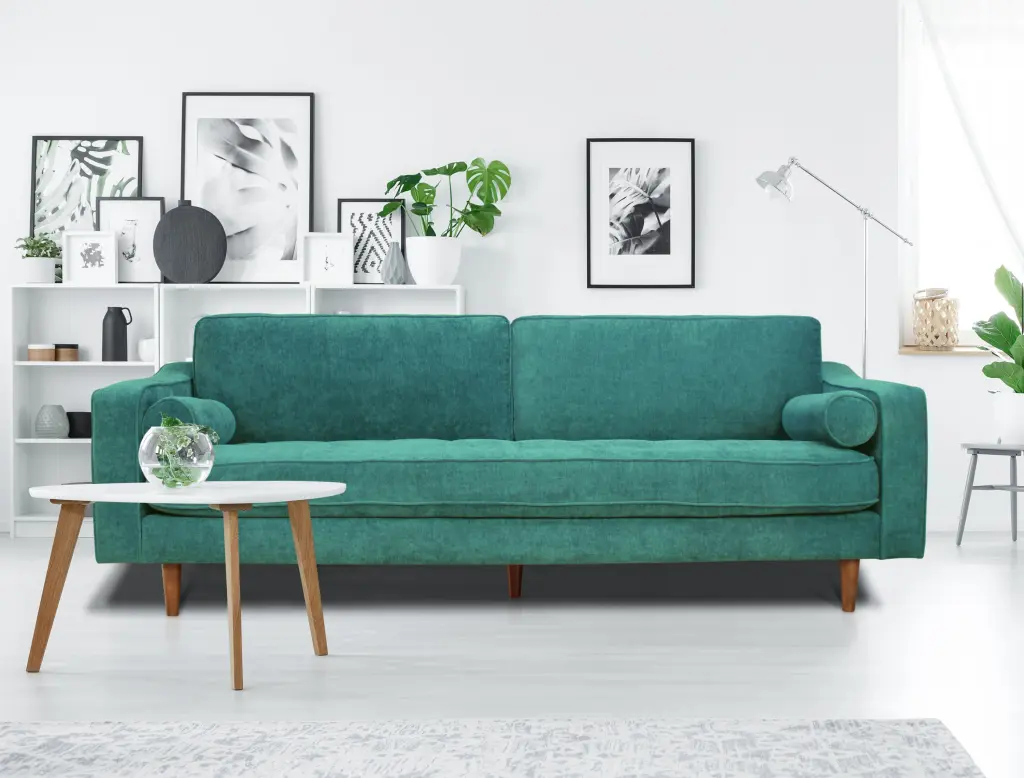 Turquoise Green Upholstered Anderson Sofa Living Room western ace furniture- inc