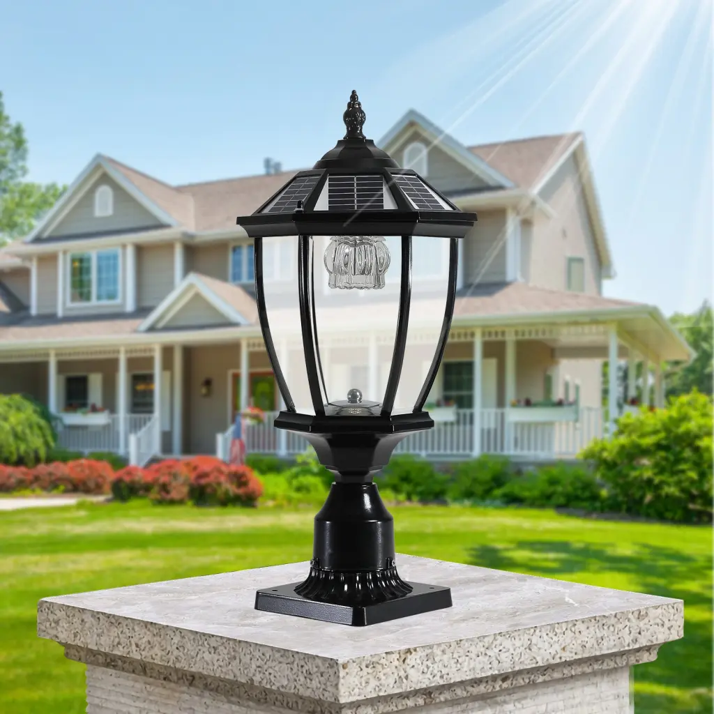 Solar Column Headlights Dimmable LED 1 Pack Black Crystal Aluminium lighting commune