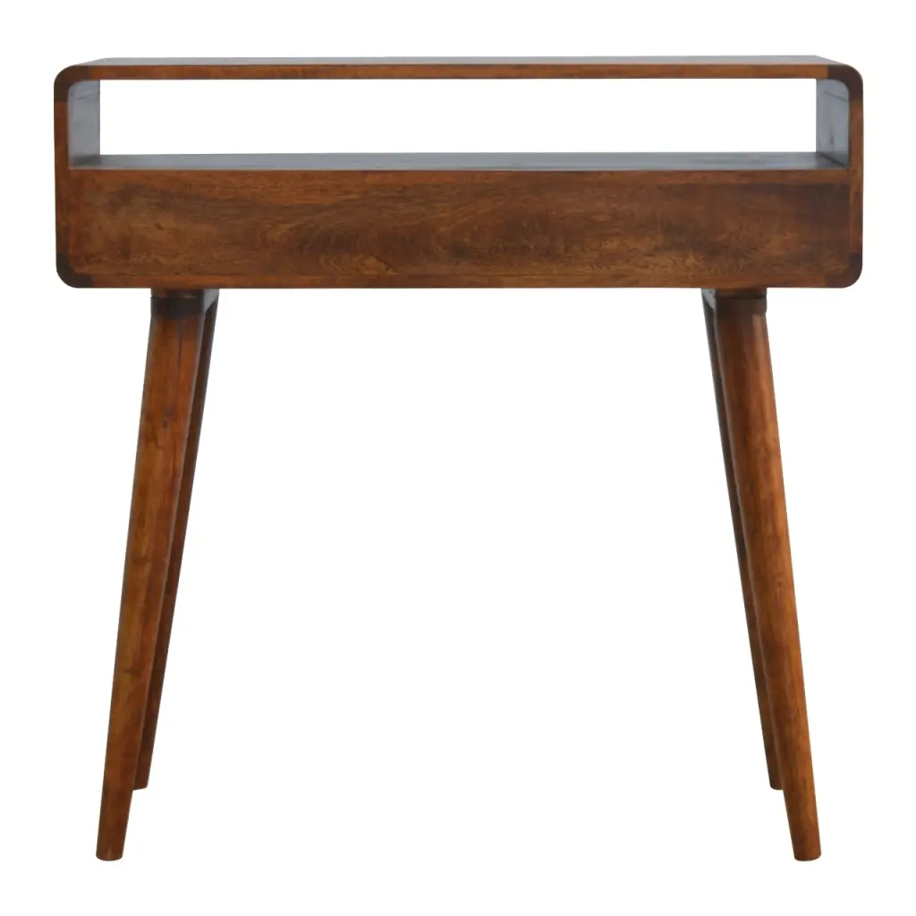 Curved Chestnut Solid Wood Console Table Living Room artisan furniture
