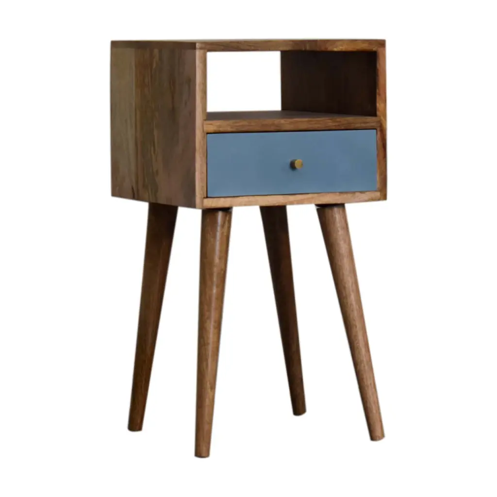 Mini Blue Hand Painted Bedside Table Solid Timber Nightstand artisan furniture