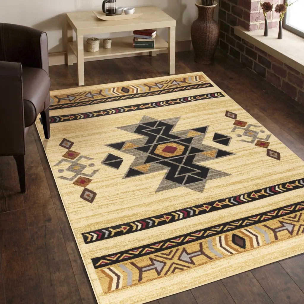 Tribes GC YLS4006 Cream 5 Ft. 3 . X 7 Ft. 3 . Southwest Area Rug Home Decor icona home decor