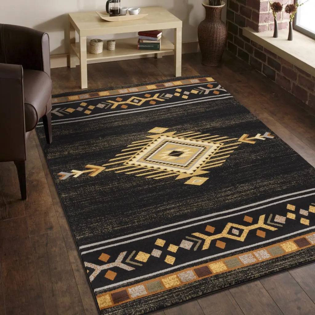 Tribes GC YLS4001 Black 5 Ft 3 X 7 Ft 3 Southwest Area Rug icona home decor