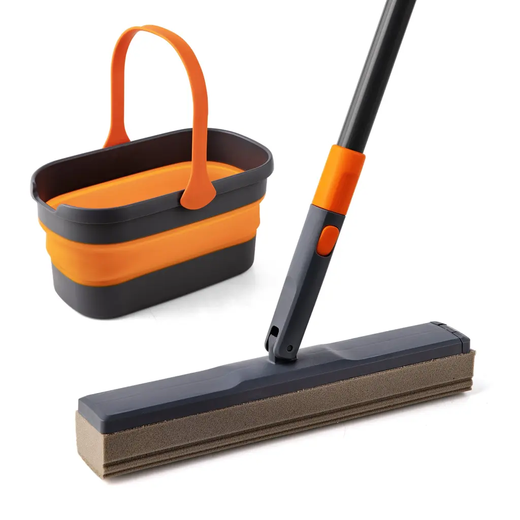 Sponge Mop Kit And Foldable Bucket Floor Cleaning Easy Storage w2071