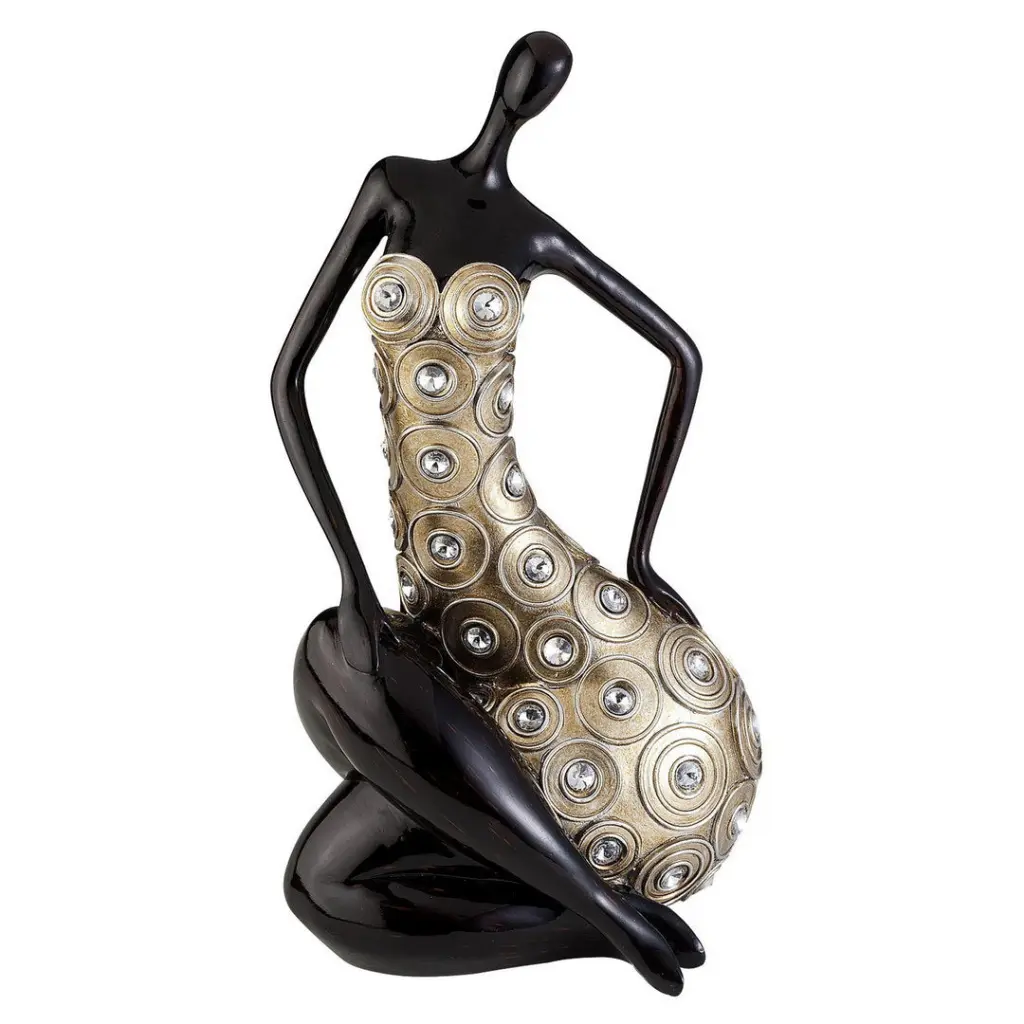 12.25 Inch Tall Polyresin Decorative Sitting Woman Statue Twilight Multi california home