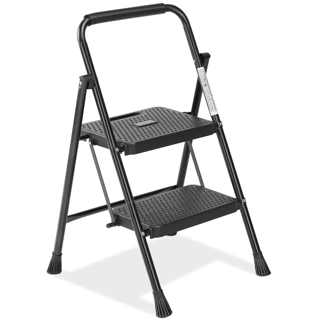 2 Step Non Slip Quick Folding Steel Ladder Robust Metal Support w2201