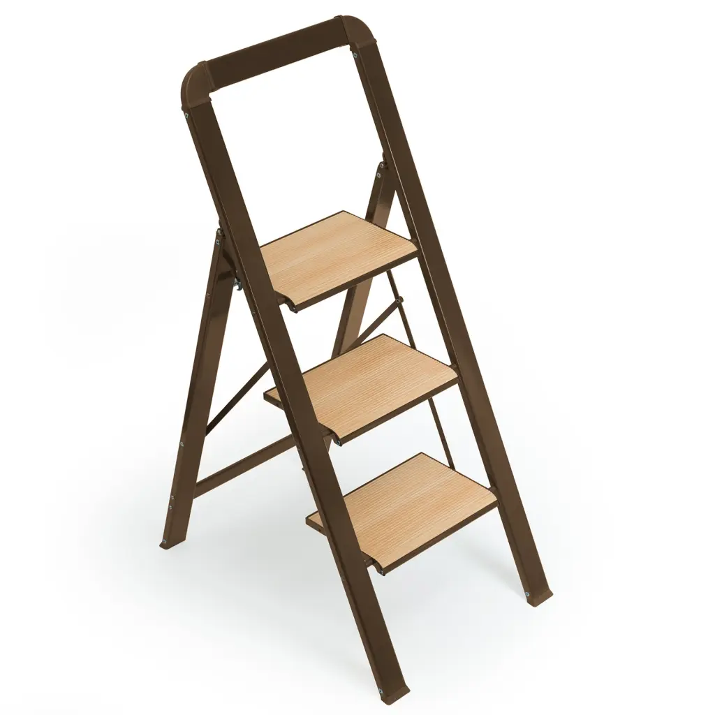 3 Step Folding Ladder Stool Adults Wide Anti Slip Pedal cubehom