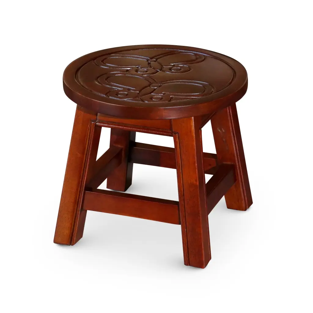 Carved Timber Step Stool Butterflies Cherry Finish dty home