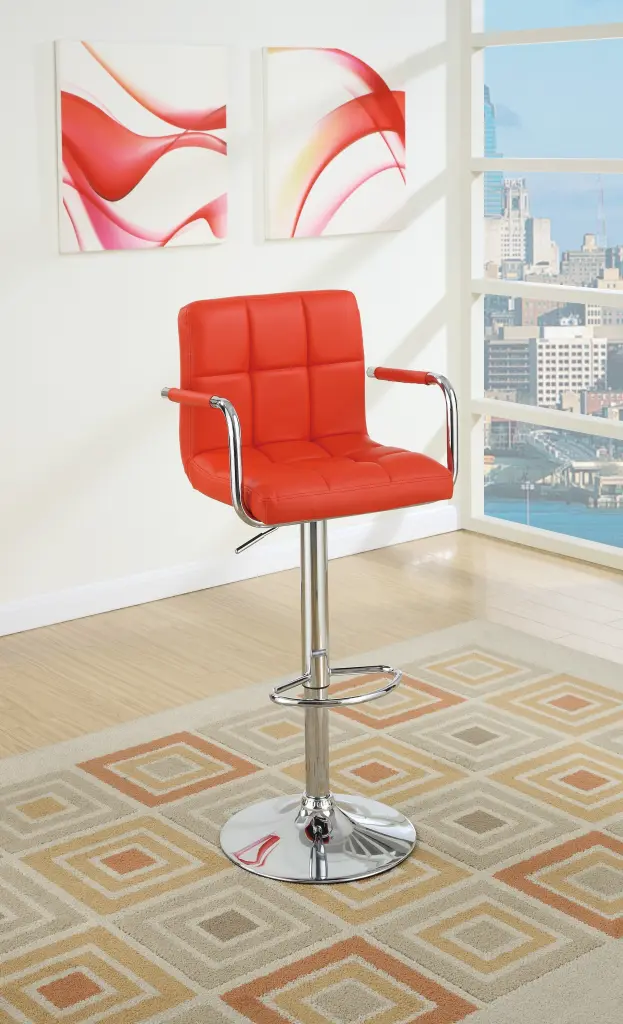 Contemporary Style Red Faux Leather Bar Stool Counter Height Chair kanepe
