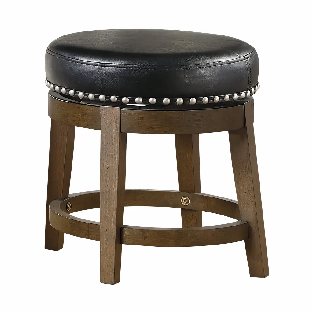Round Swivel Stool Set 2 Black Faux Hide 360 Degree Swivel Seat kanepe