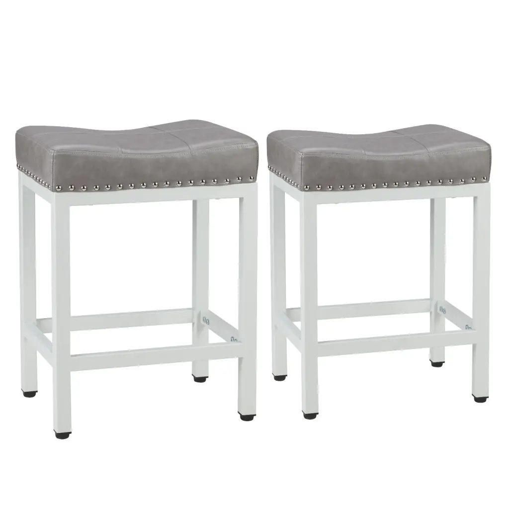 Modern Table Stool Alloy Metal Frame Hide Seat Customizable w2201