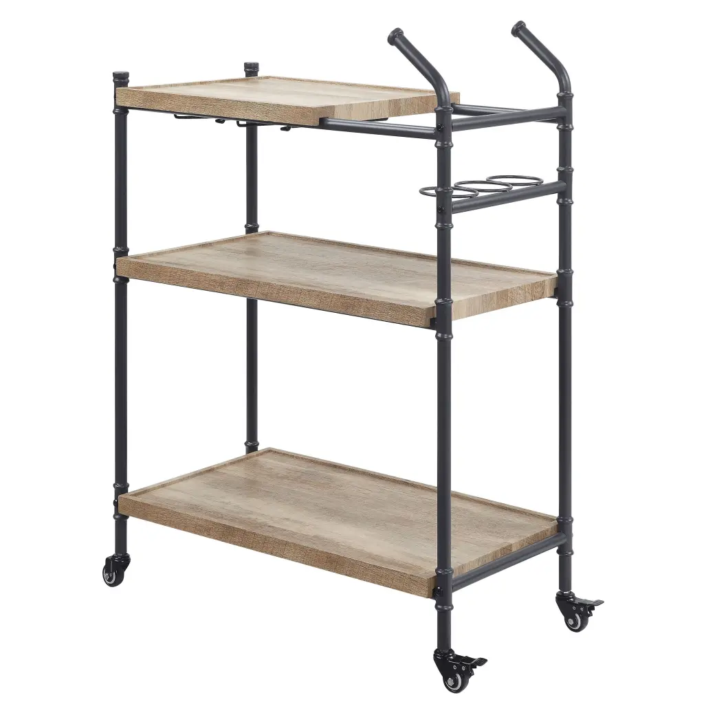 Oak and Sandy Black 2 Shelf Serving Shopping Basket Industrial Dining Room Decor furniture max