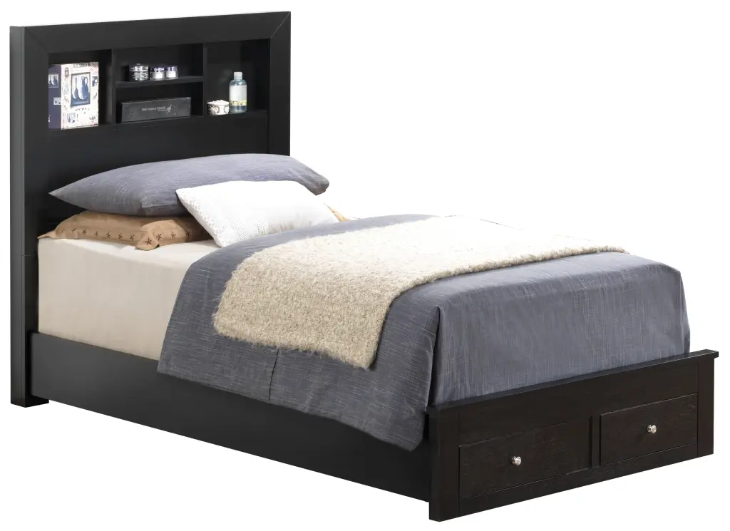 Burlington G2450D Twin Storage Bed Black Box Spring Not Required glory furniture