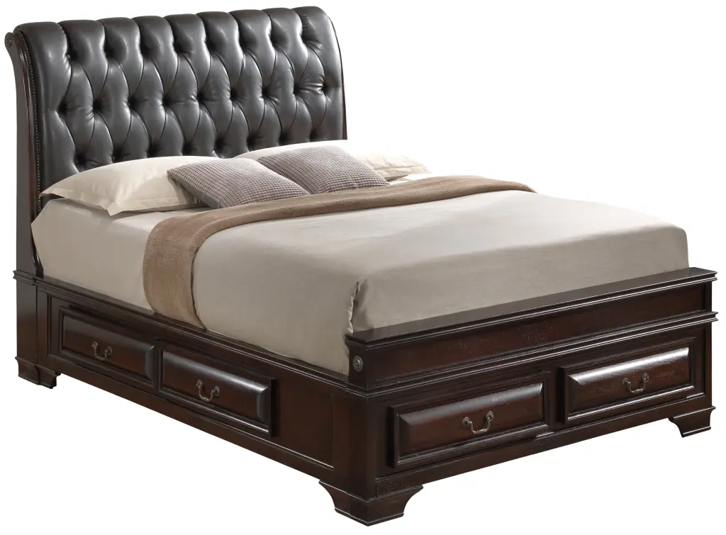 Lavita G8875E FB5 Full Storage Bed Cappuccino Beige Particle Board Bedroom Furniture Drawers glory furniture