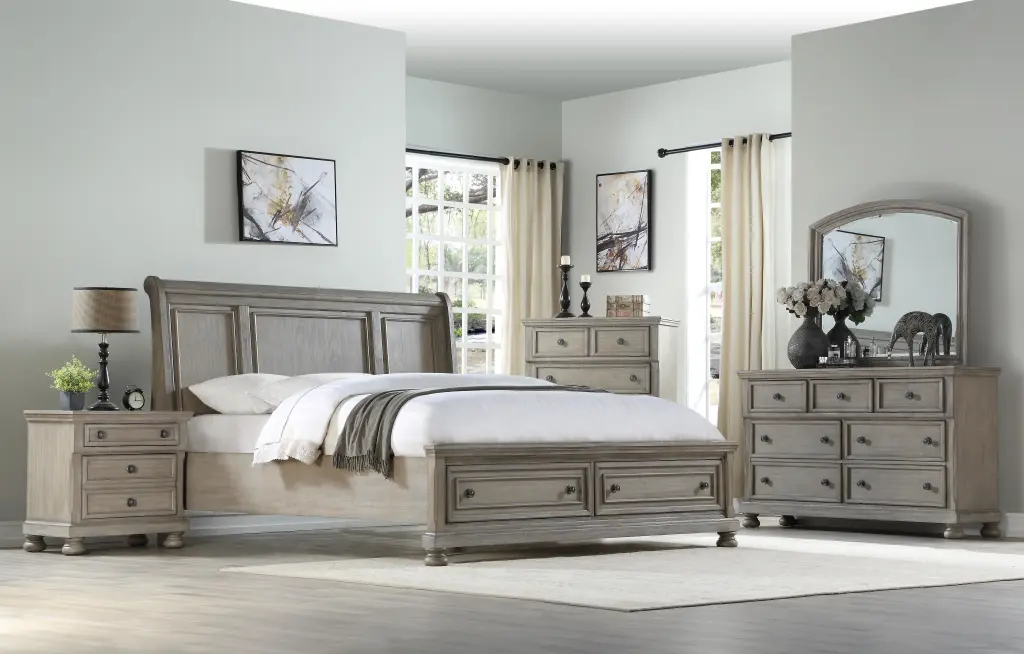 Antique Gray Queen Storage Bed Solid Timber MDF Underbed Drawers ihomefurnishings