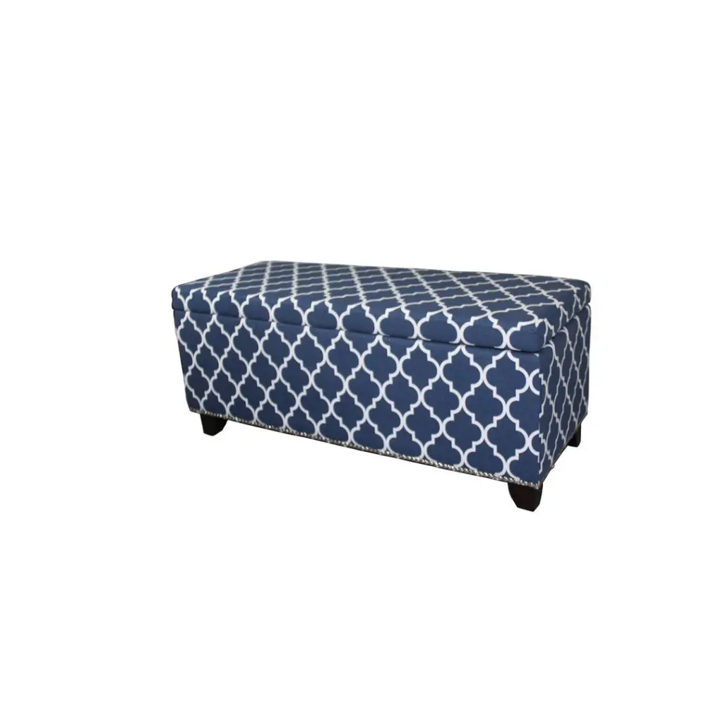 18 Inch Tall Storage Bench Blue Moroccan Stripes Decor Blue Timber california home