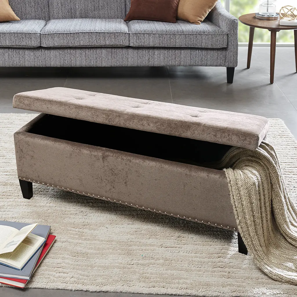 Tufted Top Soft Close Storage Bench Taupe Polyester Entryway Furniture jla