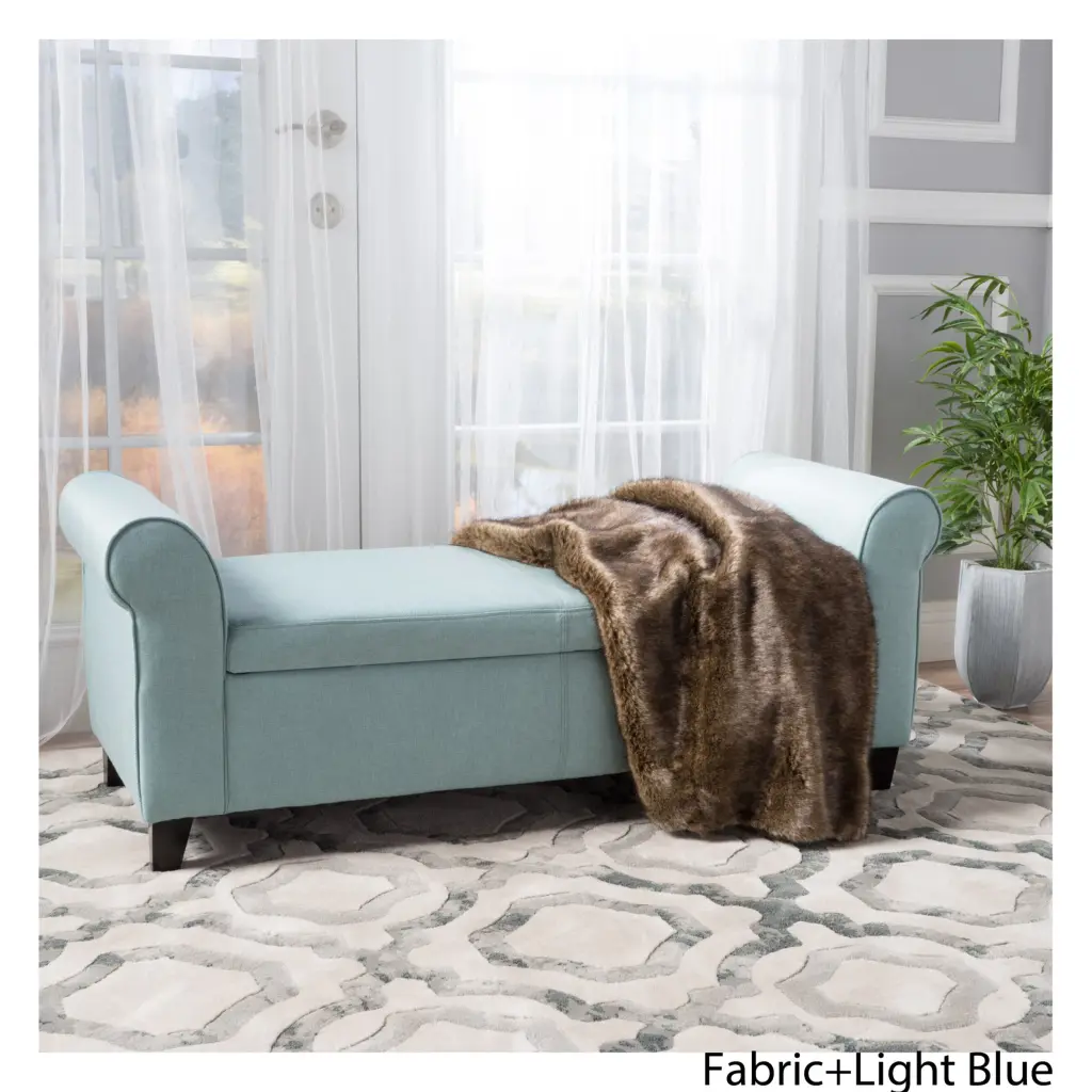 Hayes Armed Storage Bench Light Blue Material Durable And Stylish nh-an