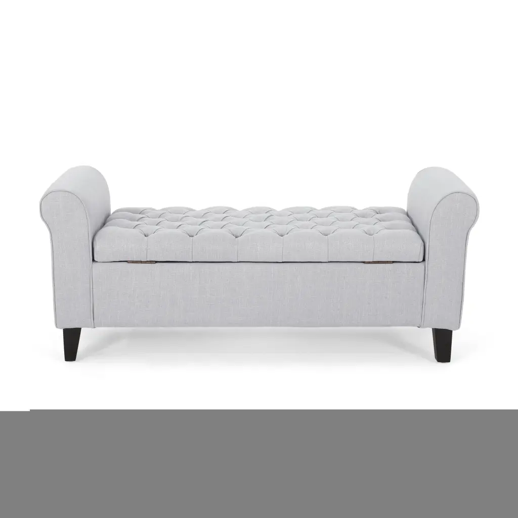 Hayes Armed Storage Bench Light Grey Material Entryway Seat nh-cloudhouse