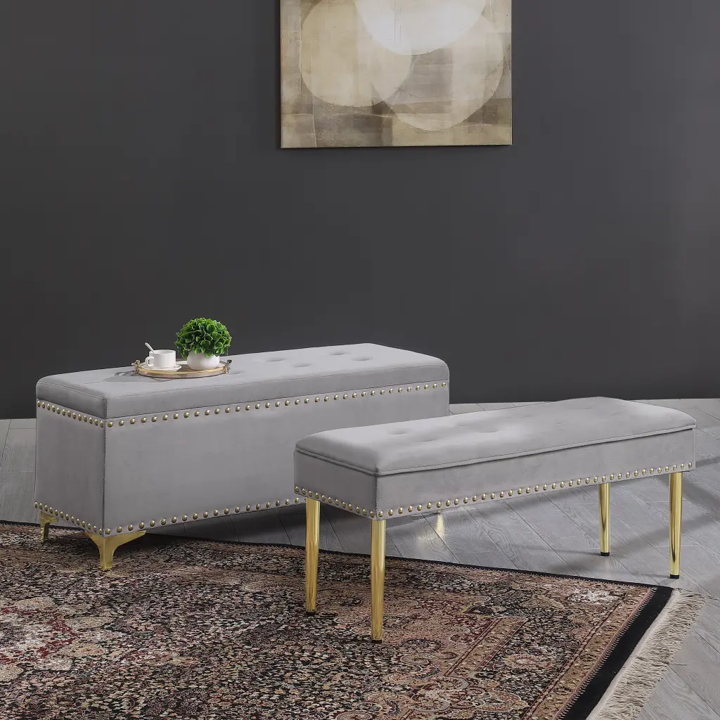 Large Storage Benches Set Trim 2 1 Combination Benches Tufted Velvet rnb