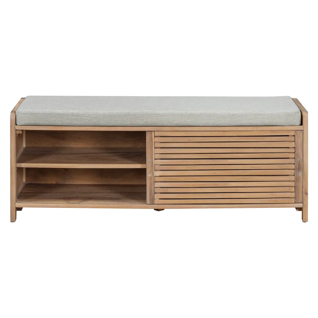 Distressed Shutter Storage Bench Acacia Veneer Retro Charm Entryway Seating trexm
