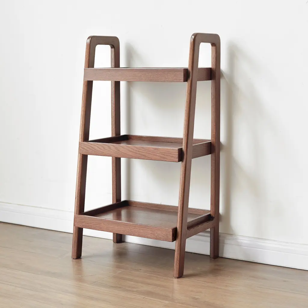 Walnut Hue Oak Storage Bench 3 Tier Beech Timber Shoe Rack Entryway yeswood furniture store