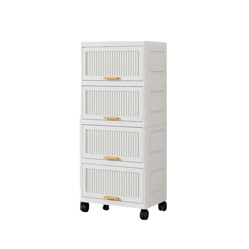 15.75 Inch Side Wide 4 Layers Flip Open Storage Box Wheels Movable Organizer w2873