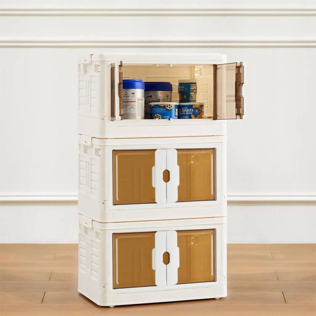 Stackable Polymer Storage Bins Lids Collapsible Boxes w2201