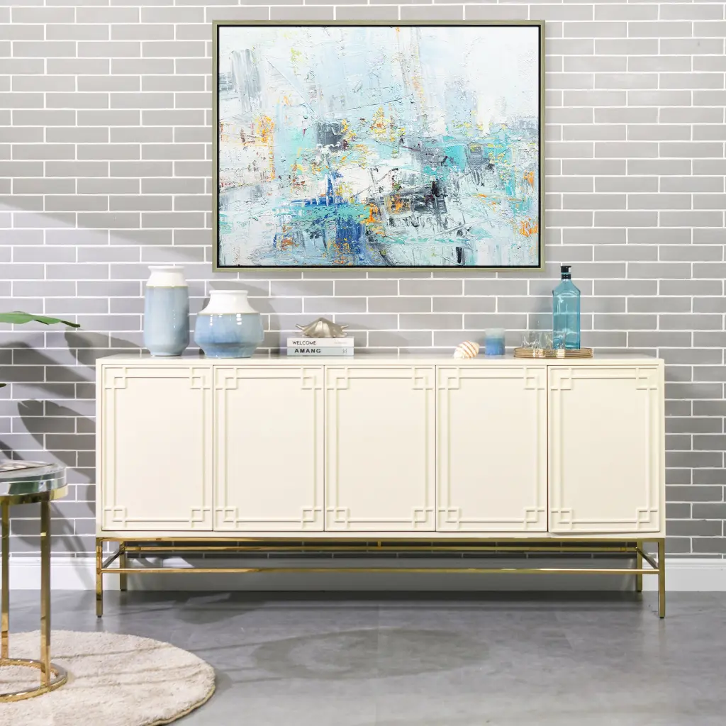Gemini 79 Inch White Lacquer Birchwood Sideboard Storage Buffet jennifer taylor home
