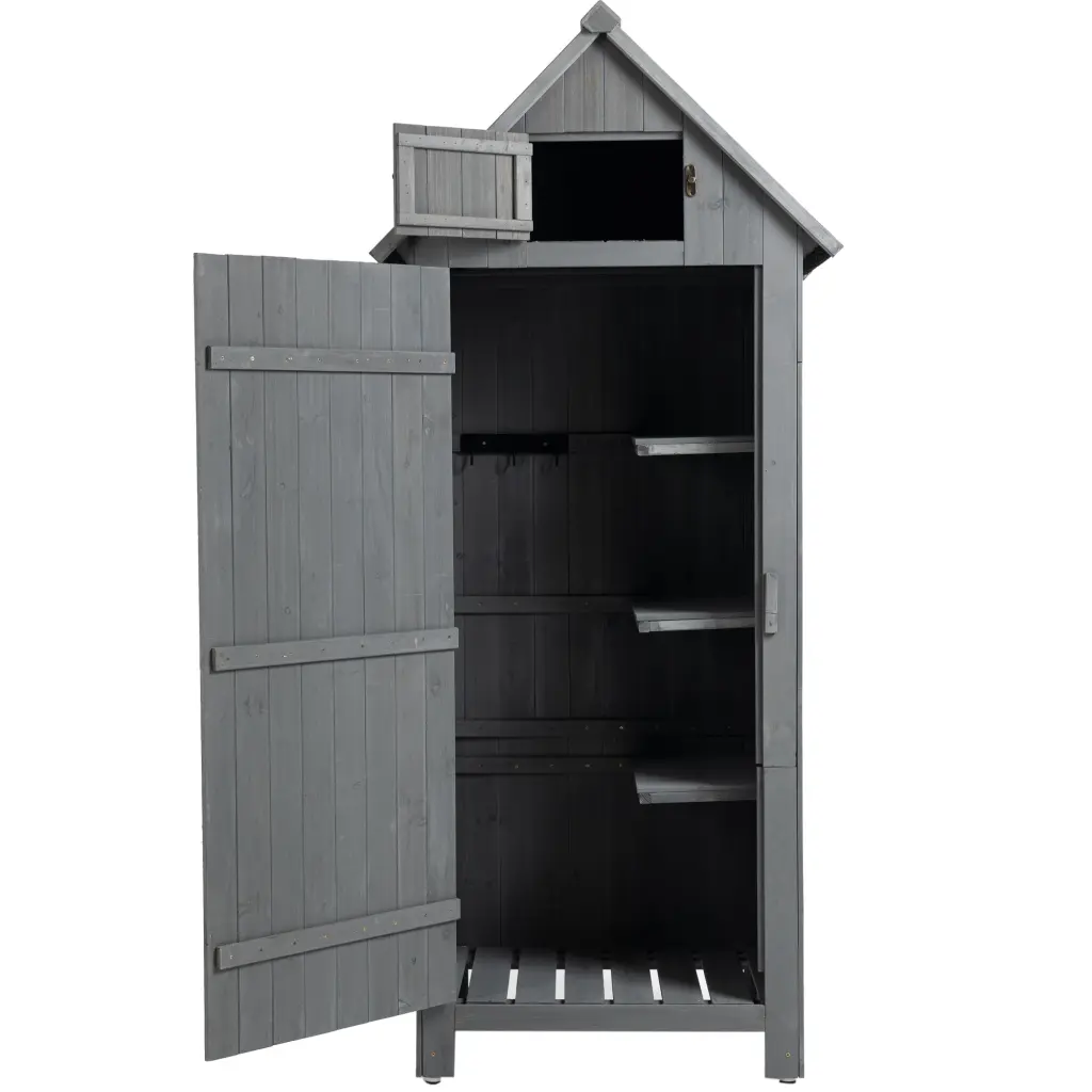 30.3 x 21.3 x 70.5 Inch Outdoor Storage Cabinet Tool Shed Wooden Garden Organizer hortus oasis