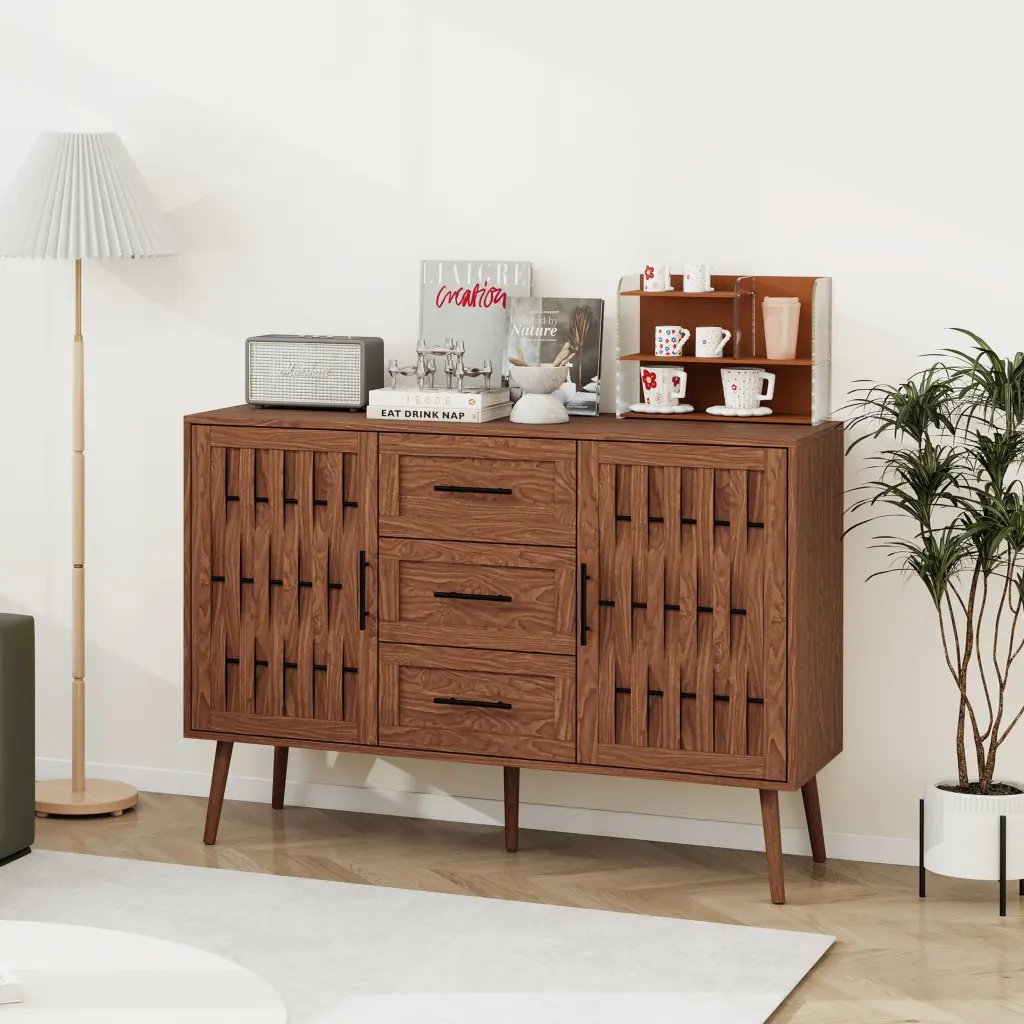 2 Door 3 Drawer Accent Storage Cabinet Living Room and Entryway rnb