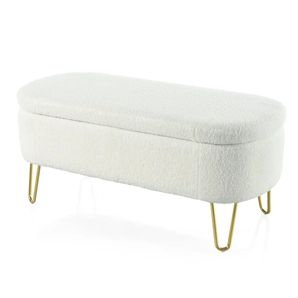 Oval Storage Bench Living Room Bedroom Upholstered End Bed Bench nh-comfortcove