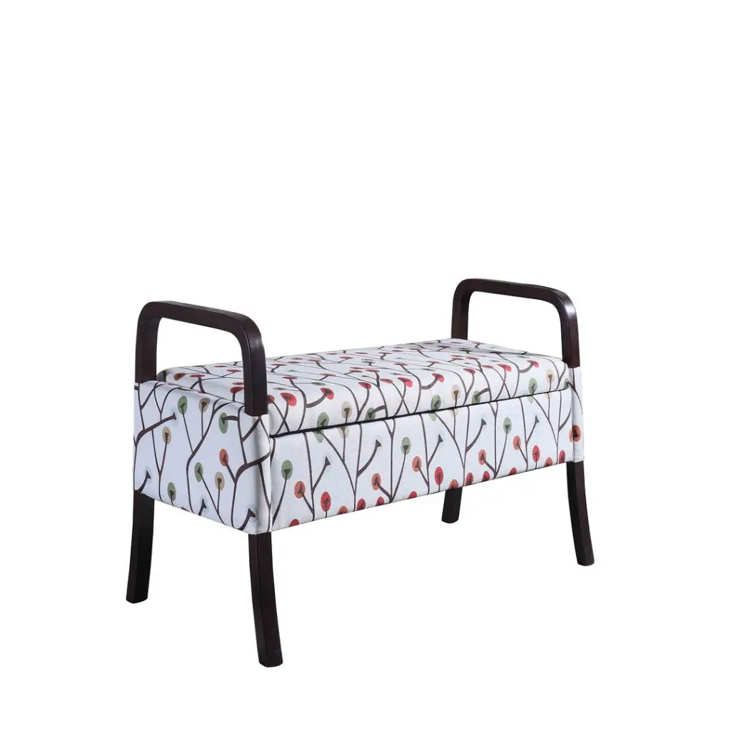 23.25 Inch Tall Timberen Storage Seat Cherry Blossom Print Multicolor california home