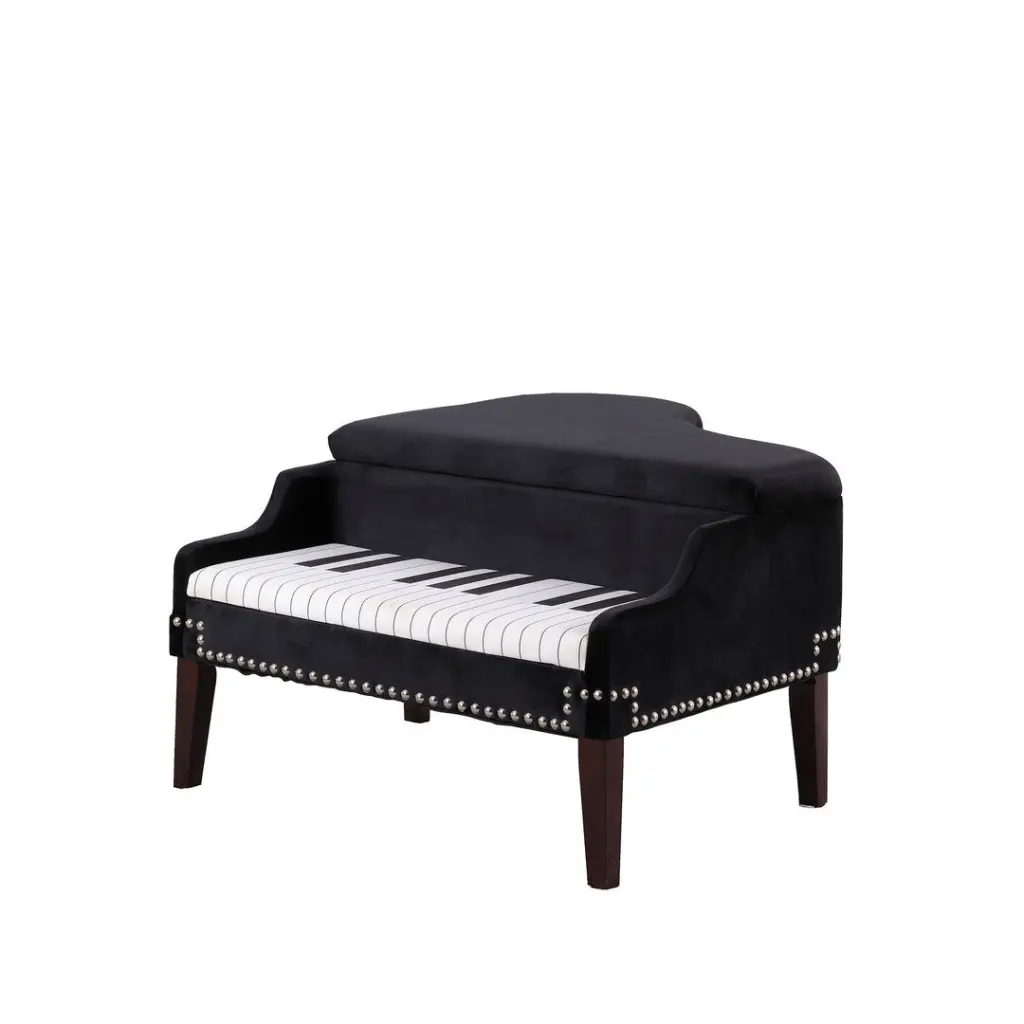 21 Inch Long Navy Blue Piano Shiny Metal Nailheads Storage Ottoman california home