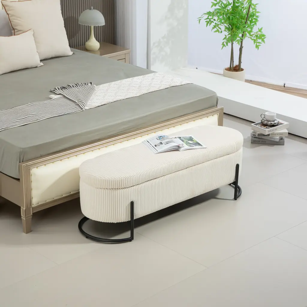 Coolmore Upholstered Storage Ottoman Bedroom End Bench house hold-w1588
