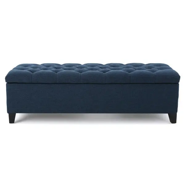 Glouster Storage Ottoman V2 Navy Blue Material Versatile Footrest And Storage Solution nh-an