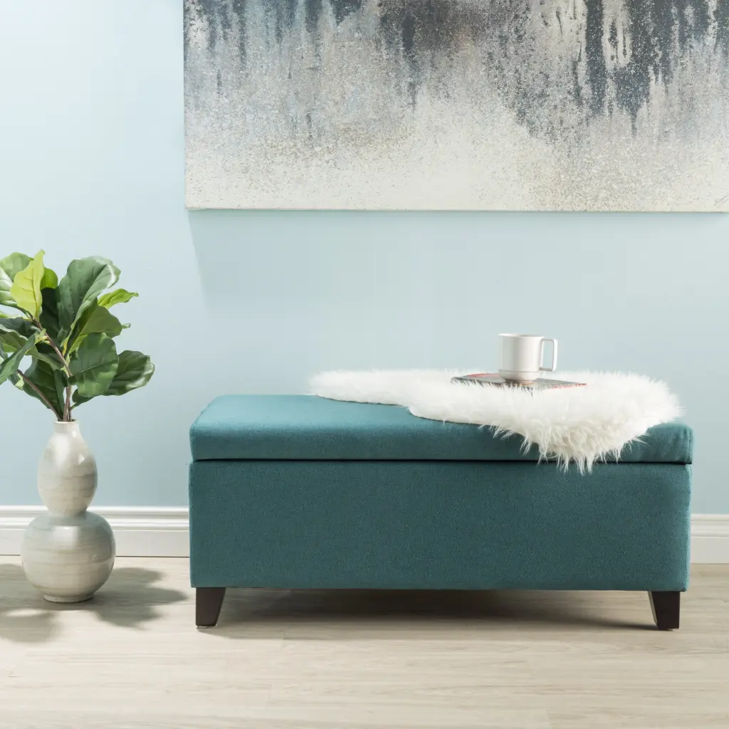 Storage Ottoman Teal Material - Versatile Footrest And Hidden Storage Living Room nh-perfect home