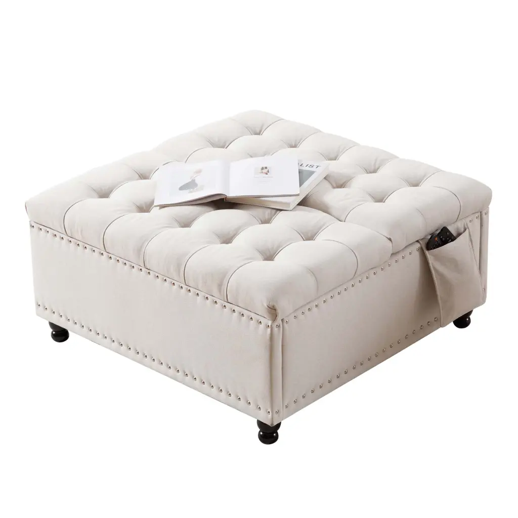 35 Inch Extra Large Storage Ottoman Coffee Table Lift Top Tufted zny