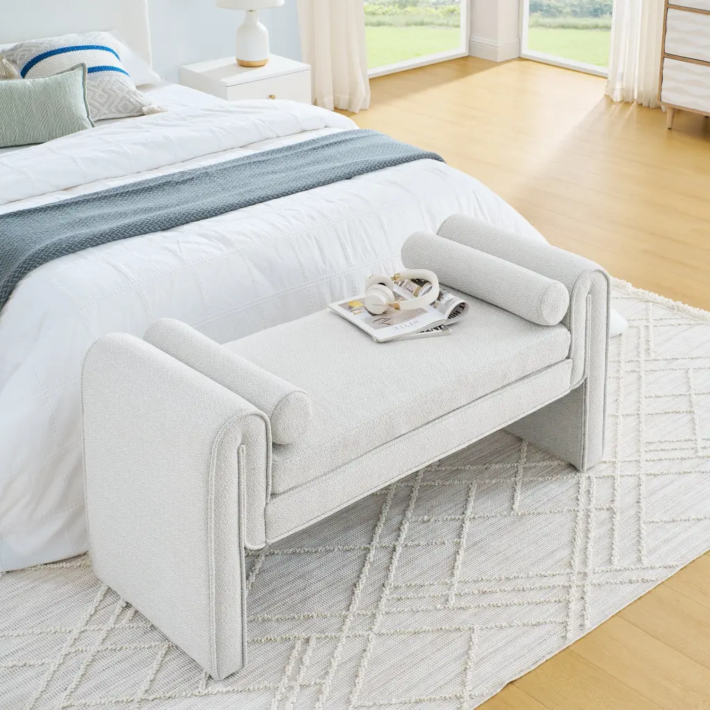 Bedroom Storage Stool Linen Material Storage Stool Large Storage Space chuangyuan smart home
